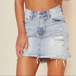 One Teaspoon Denim High Waist Mini Skirt